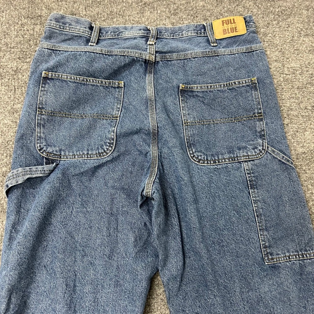 Full Blue Carpenter Jeans Mens Size 36x30 Blue Denim Relaxed Fit Workwear Pants
